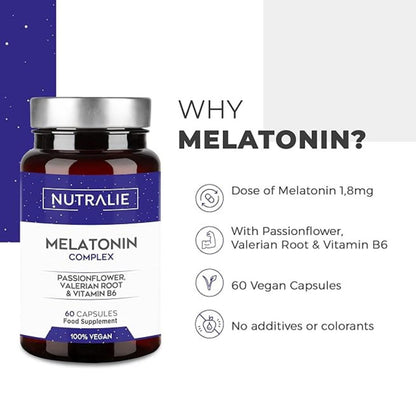 Melatonin med passionsblomma + valerianarot + B6 Nutralie 60 kapslar