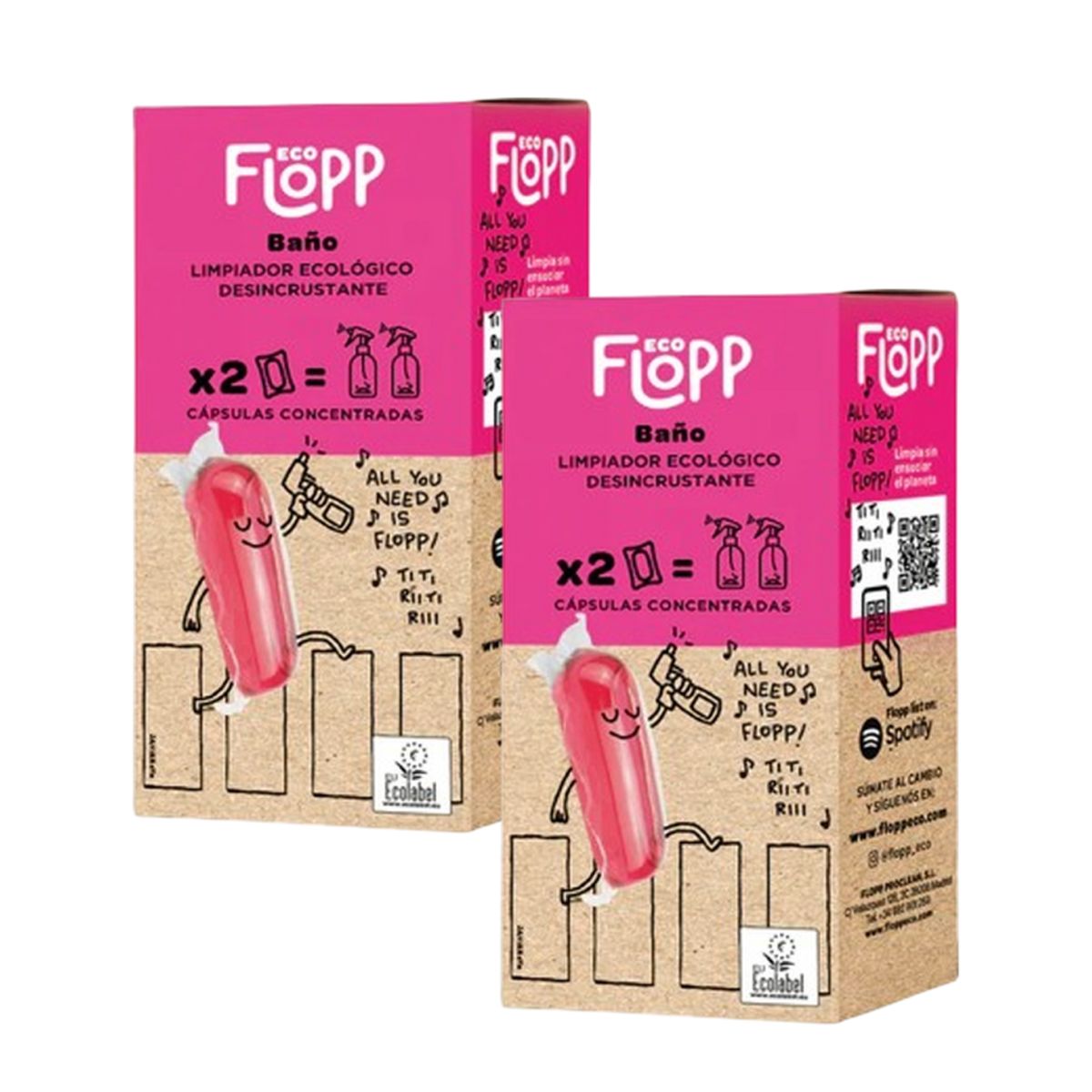 Packung mit 2 x Reffil Flopp ECO Badreiniger, 2 Kapseln