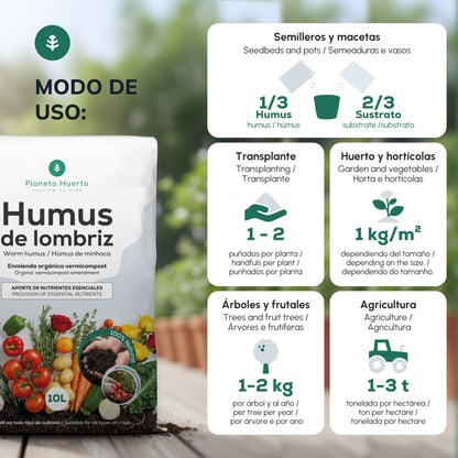 Humus de Lombriz 100% Natural Planeta Huerto 42 L