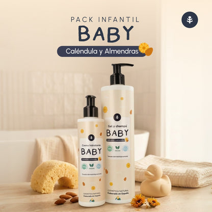 Pack Infantil Caléndula y Almendras: gel y champú + crema hidratante  Planeta Huerto