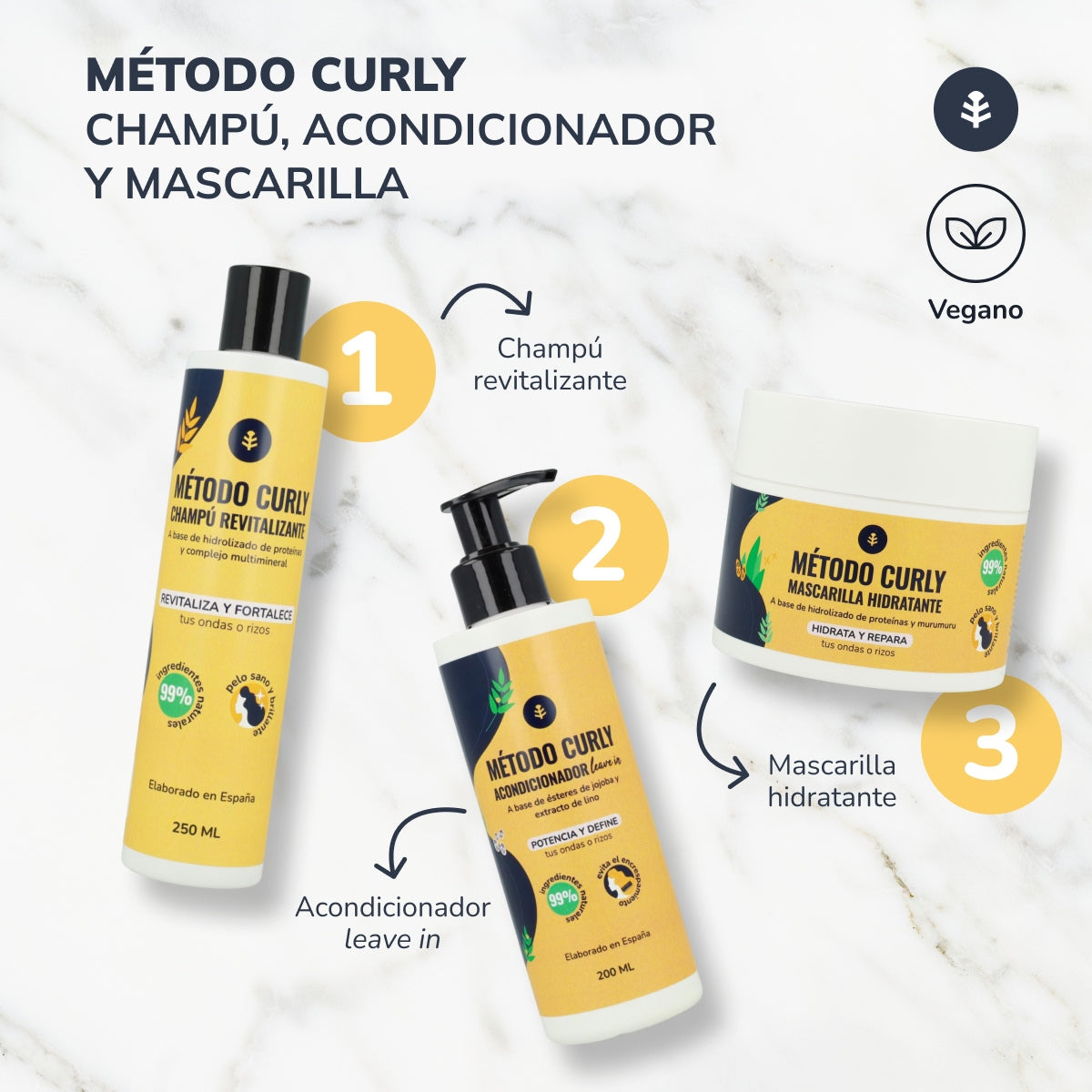 Curly Method Pack: szampon, maska i odżywka bez spłukiwania Planeta Huerto