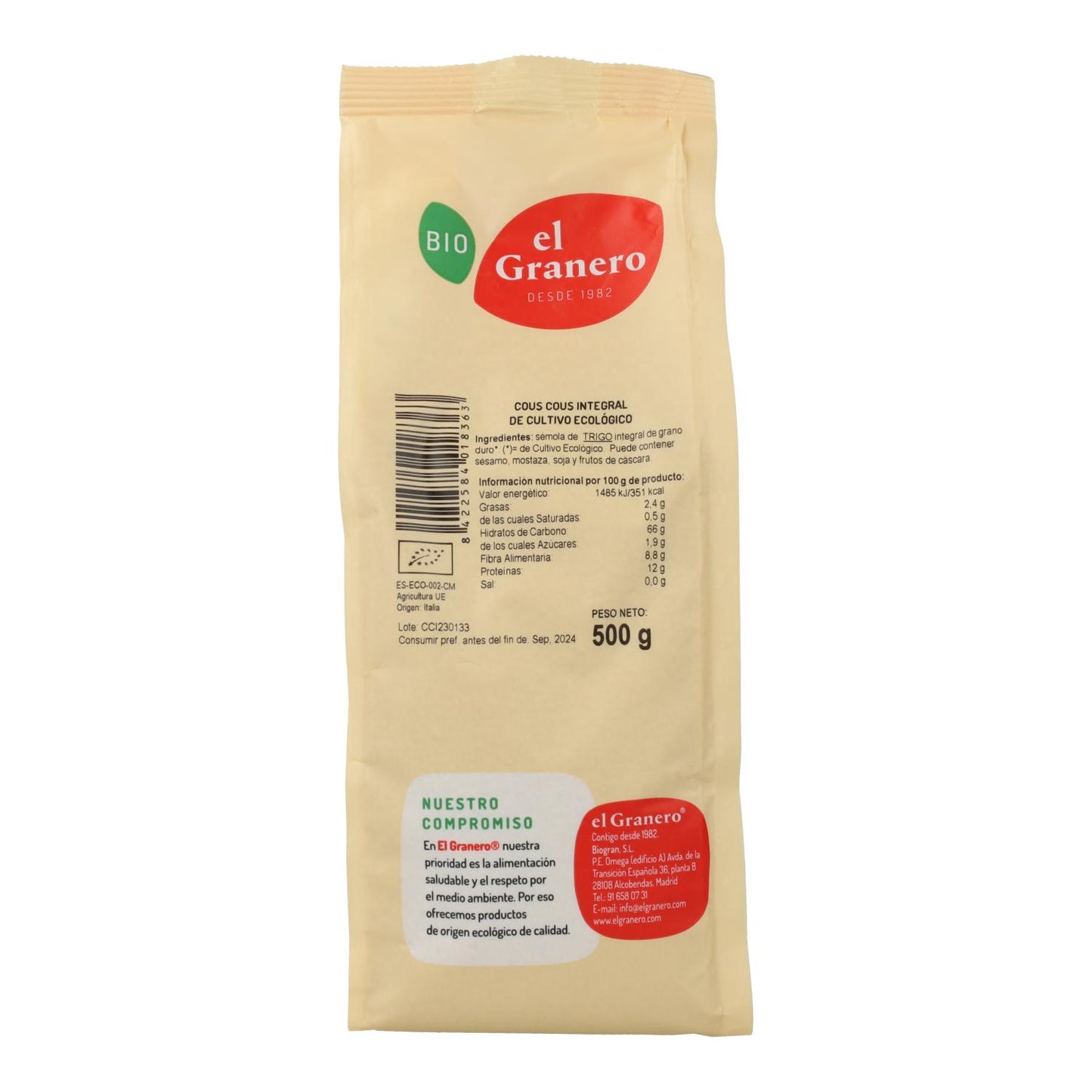 Bio-Vollkorn-Couscous El Granero 500 g