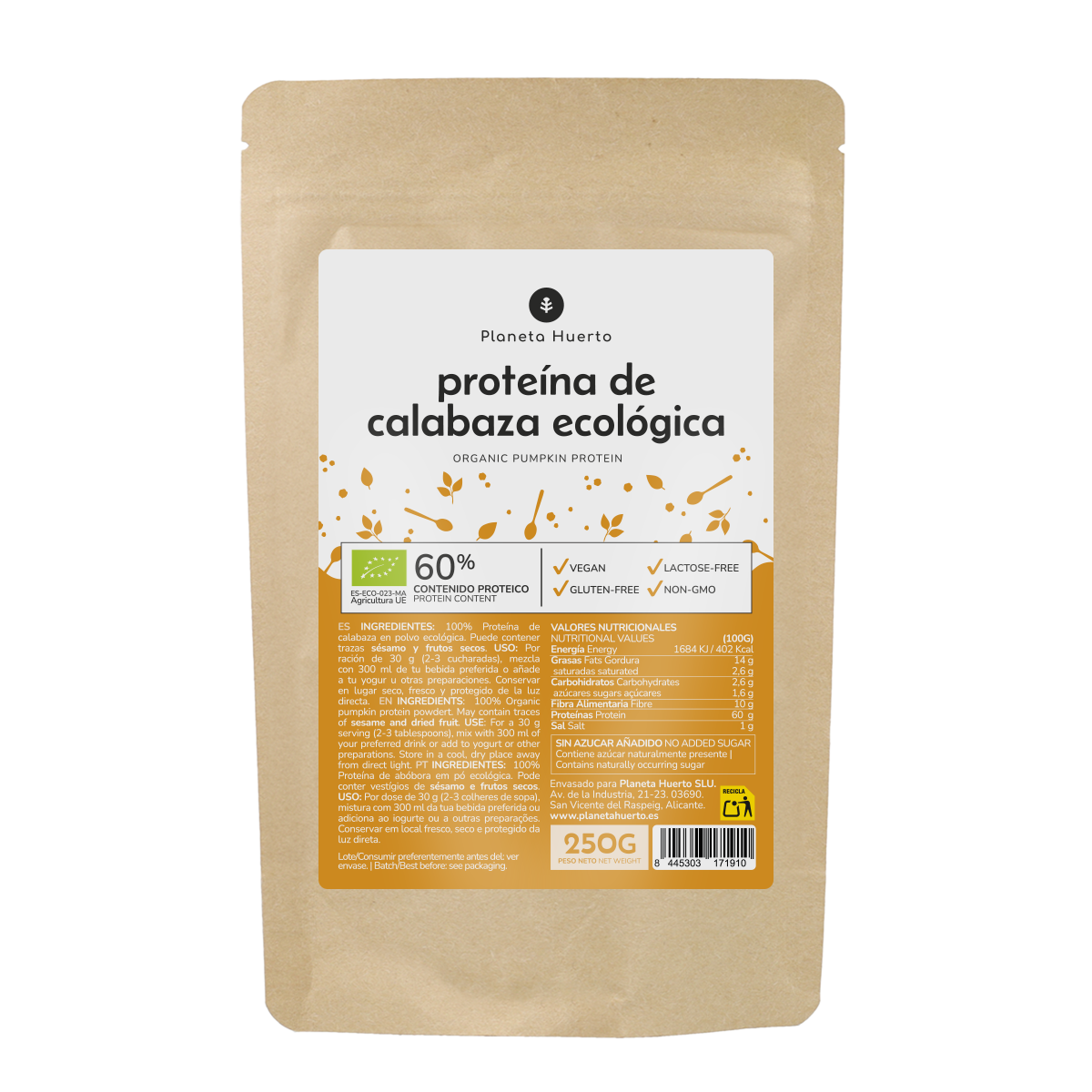 Pompoen-eiwit Planeta Huerto 250 g