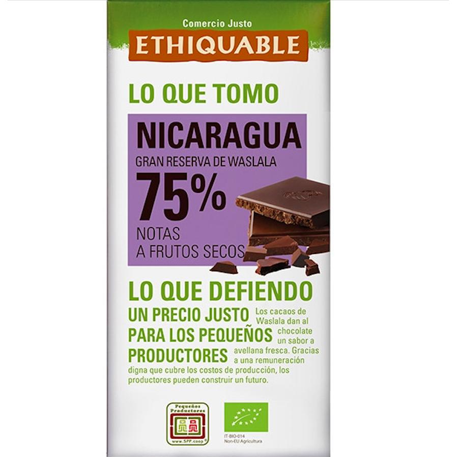 Chocolat noir 75 % Nicaragua BIO Idées Commerce Équitable 100 g