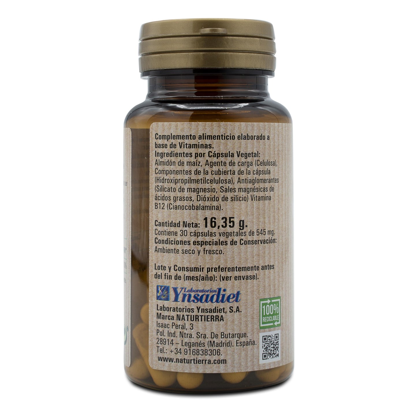 Vitamin B12, 30 vegetabiliska kapslar. NaturTierra