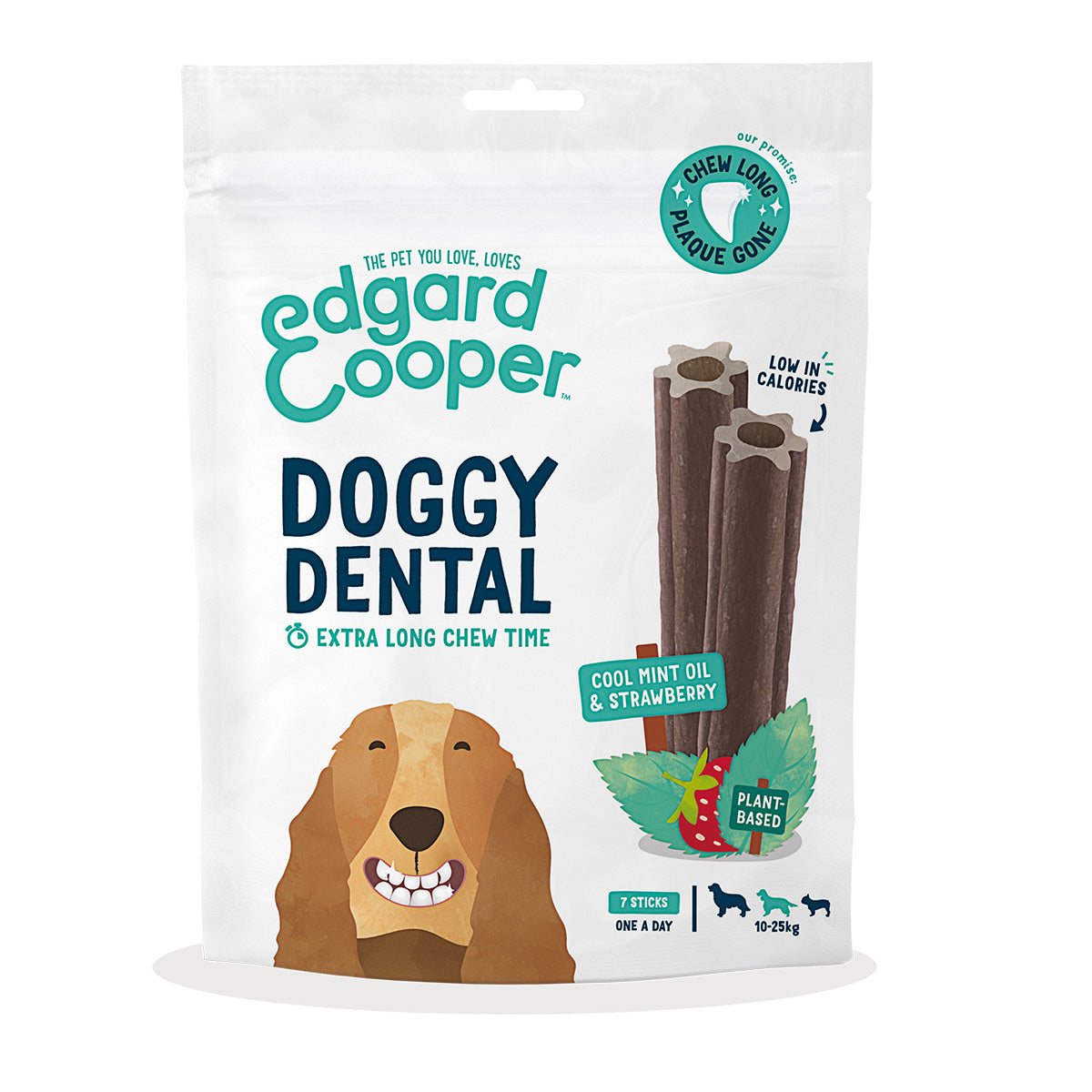 Doggy Dental per cani di taglia media Menta e fragola Edgard Cooper 7 stick