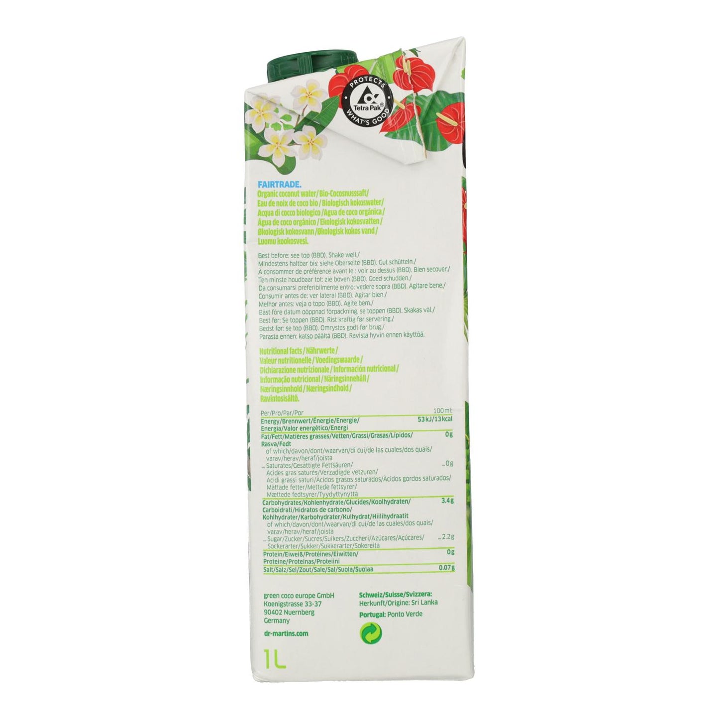 Reifes Kokosnussgetränk Pure Bio Dr. Martins 1 l