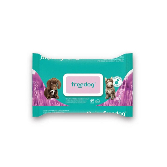 Vochtige doekjes Lavendel en Vanille voor honden en katten Freedog 40 stuks