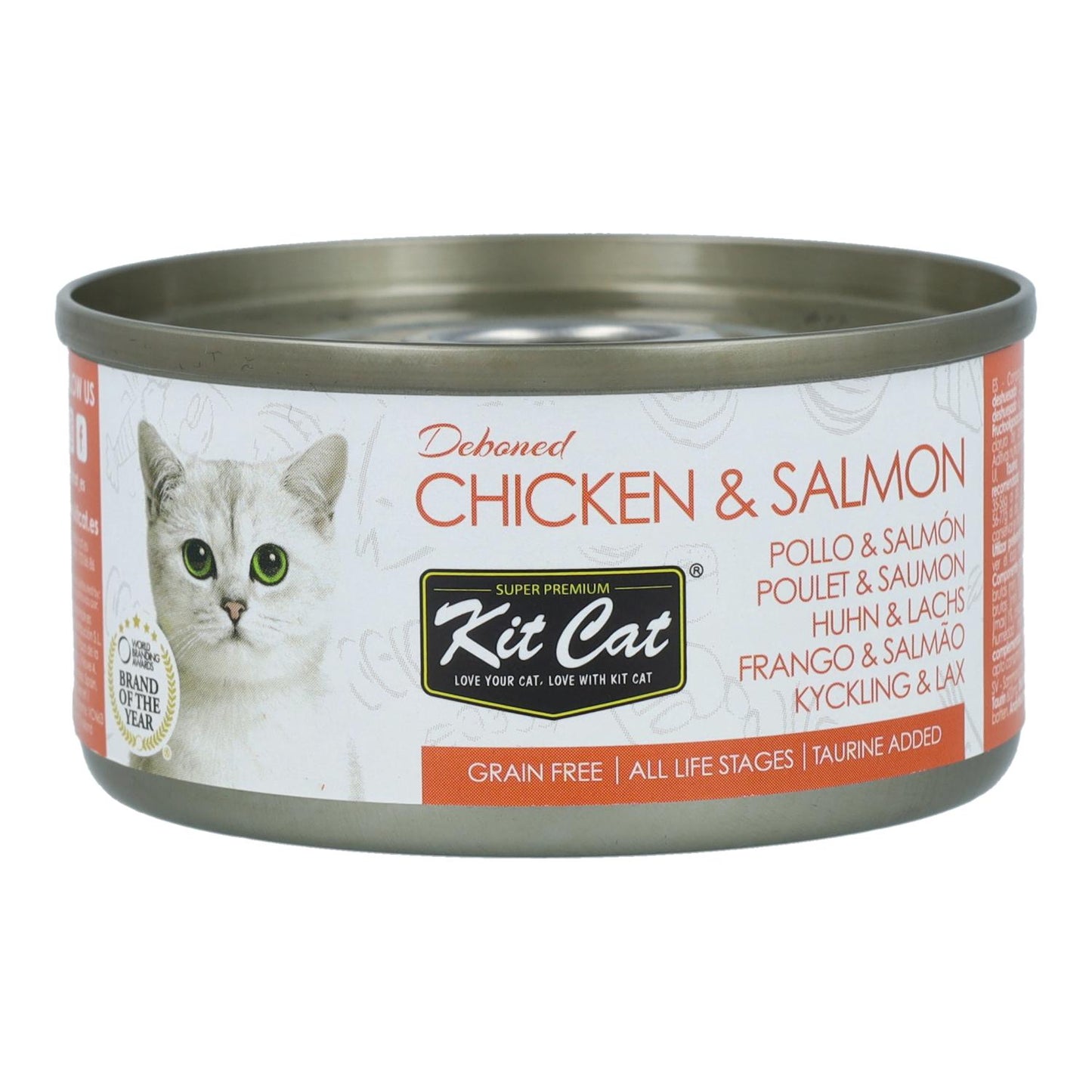 Kit Cat Dose Toppers – Huhn & Lachs 80 g Nassfutter für Katzen in Gelatine