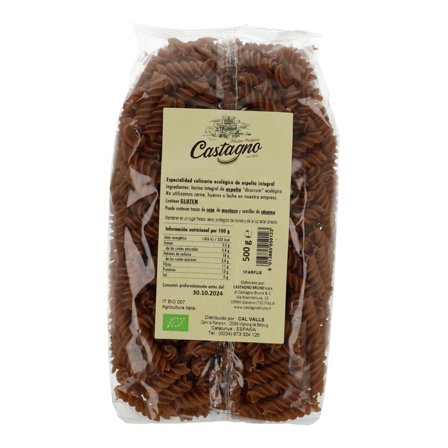 Spiraler av fullkornsspelt DICOCCUM ECO Castagno 500 g
