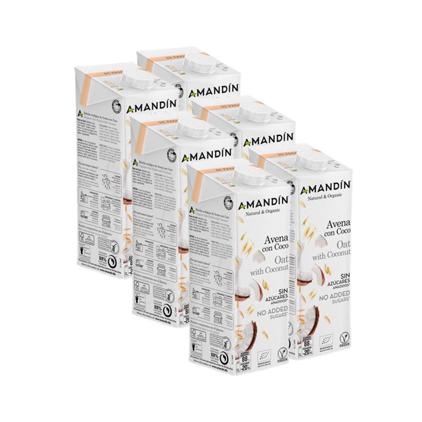 Pakket 6 x Haverdrank met kokos Amandín 1 L