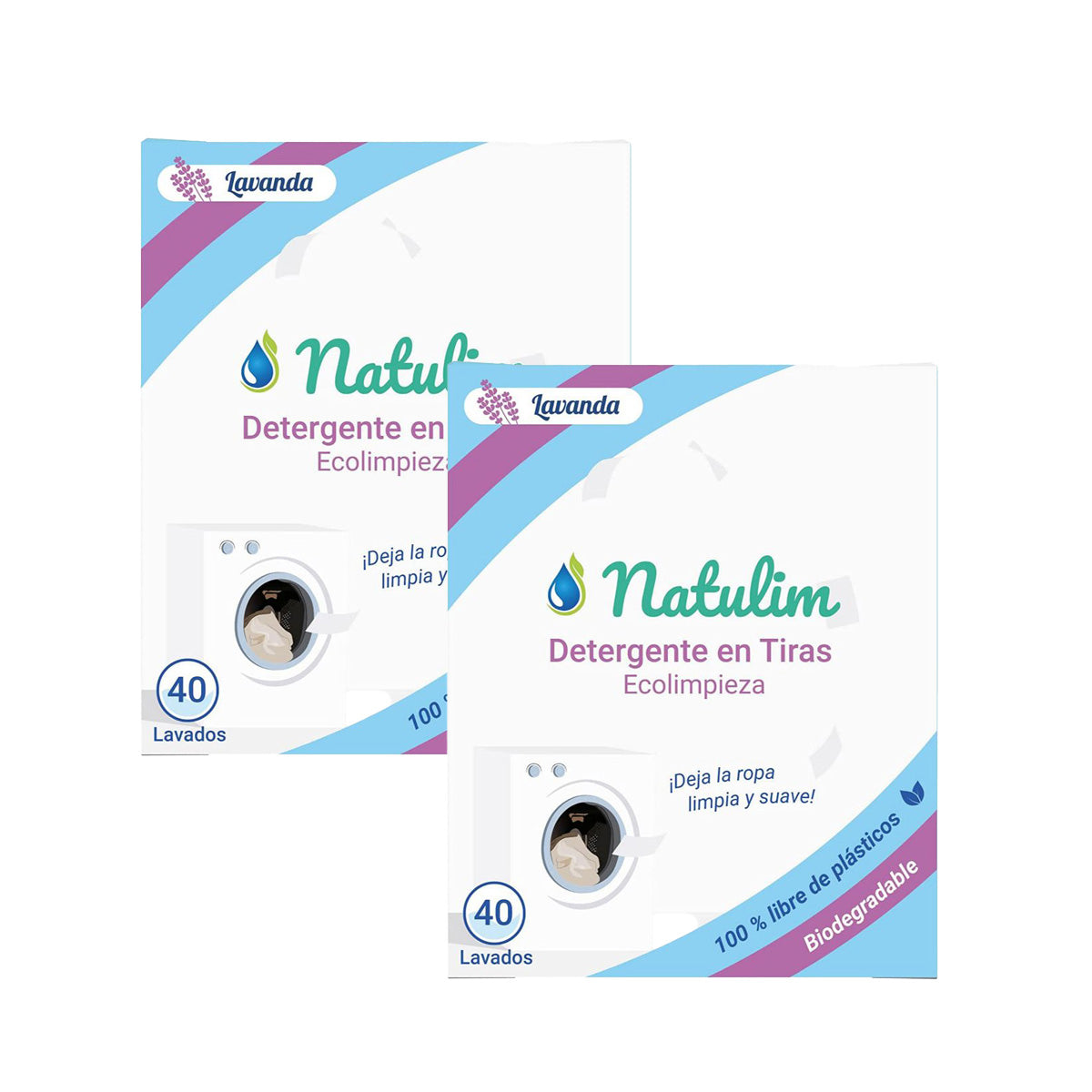 Lot de 2 bandes lavantes écologiques à la lavande, Natulim, 40 lavages