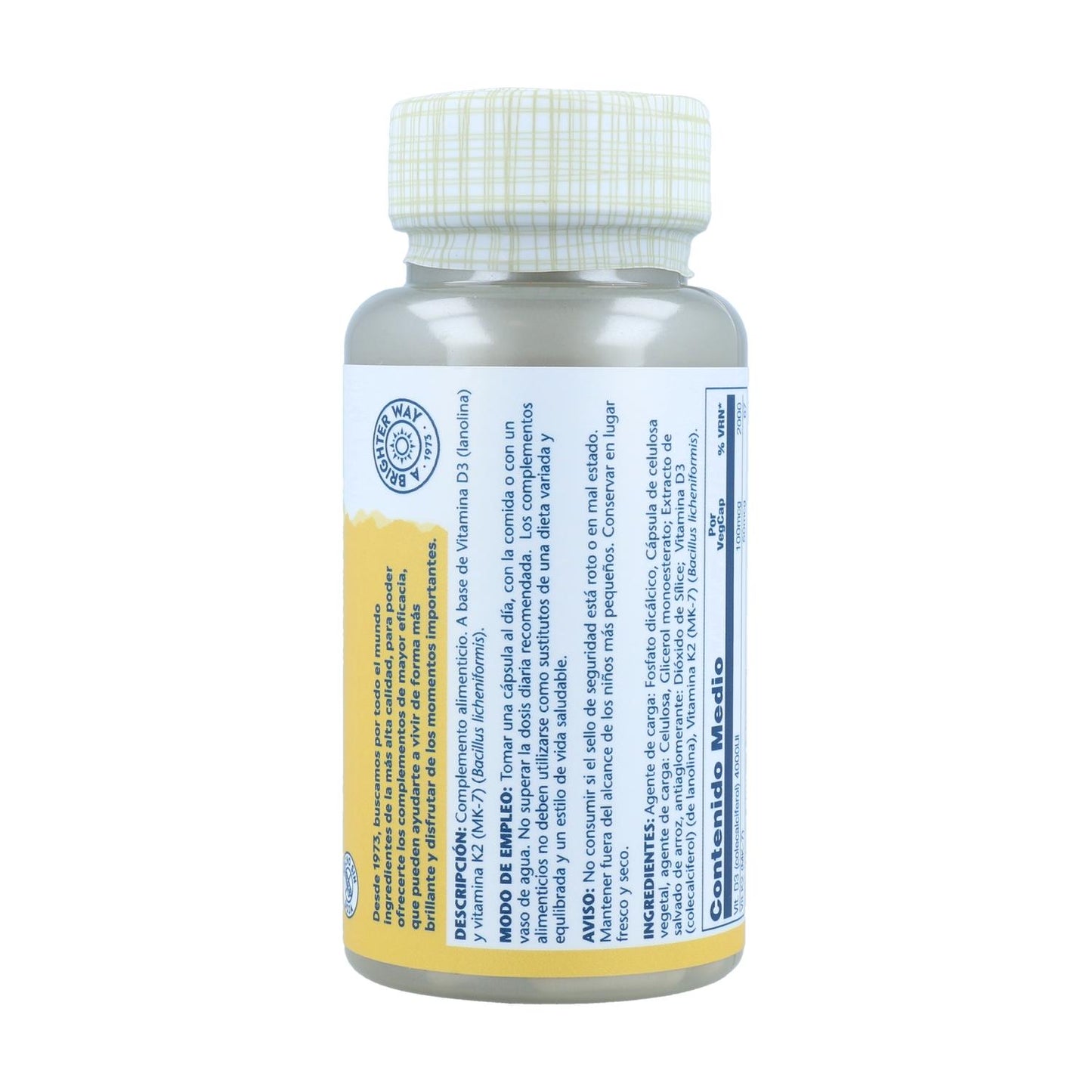 Vitamin D3 & K2 (Mk7) 120 Kapseln Solaray