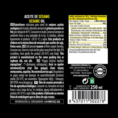 Olio di sesamo biologico NaturGreen. 500 ml