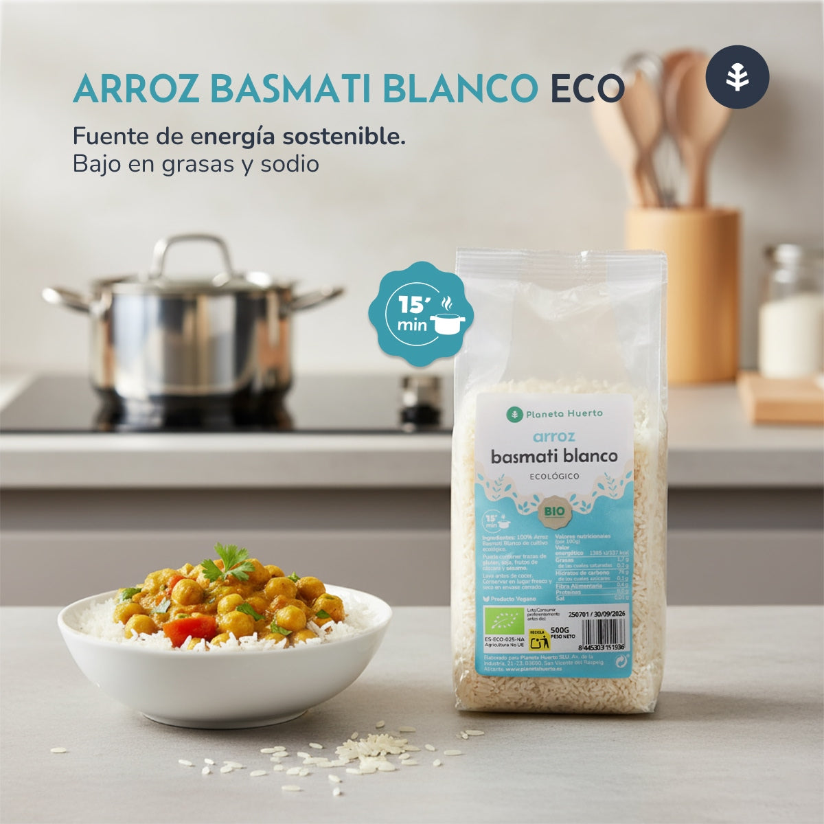 Vitt basmatiris ECO Planeta Huerto 500 g