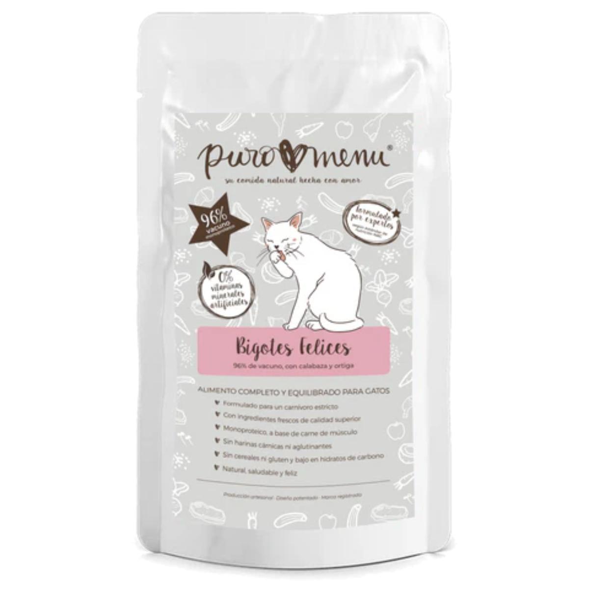 Barf-Nassfutter für Katzen „Bigotes felices” (Rind) BIO Puromenu 100 g