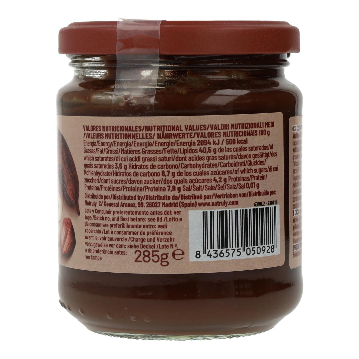 Natruly cacao- en hazelnootcrème 285 g