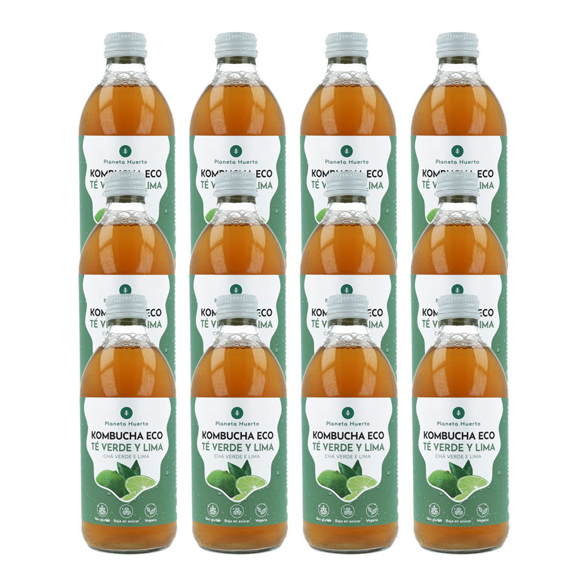 Zestaw 12 sztuk Kombucha ECO zielona herbata i limonka Planeta Huerto 330 ml