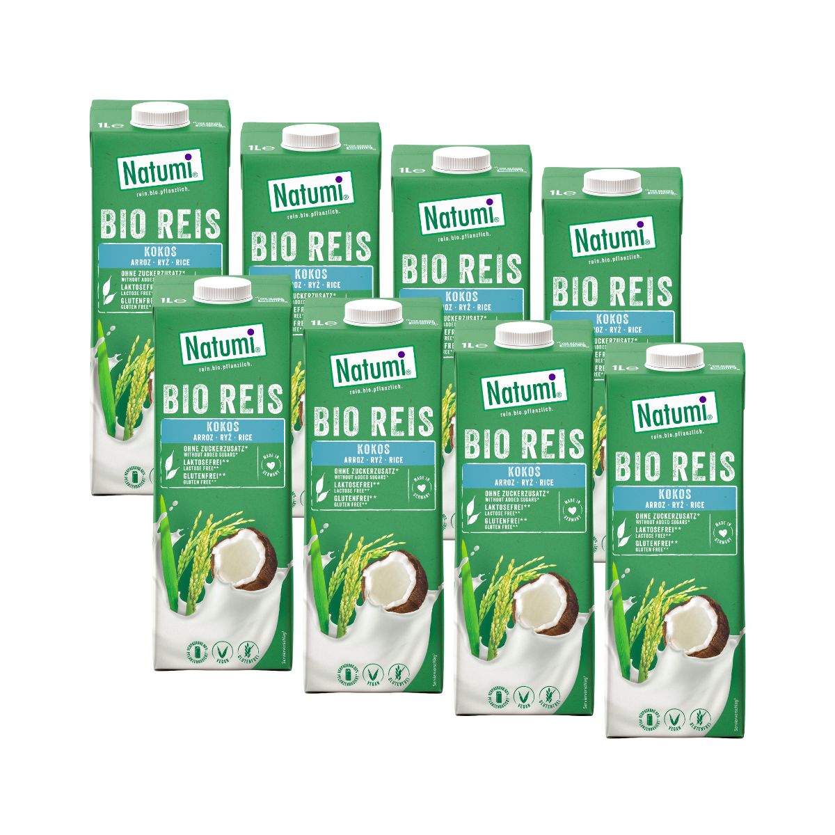 8er-Pack Bio-Reis-Kokos-Getränk Natumi 1 l
