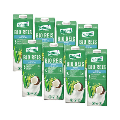 8er-Pack Bio-Reis-Kokos-Getränk Natumi 1 l