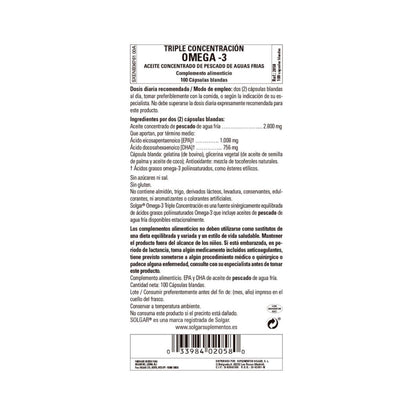 Omega 3 trippelkoncentration Solgar 100 kapslar