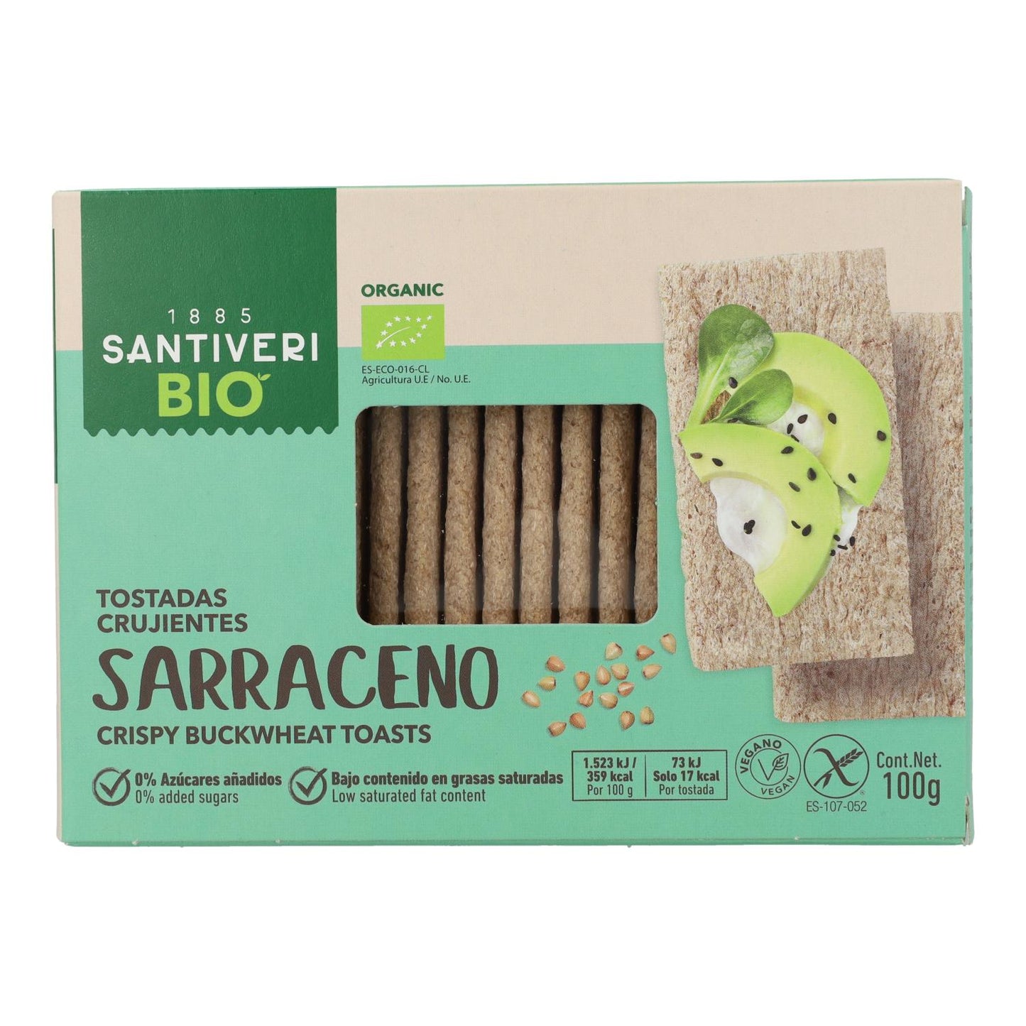 Lichte en knapperige toast van biologische boekweit Santiveri 100 g