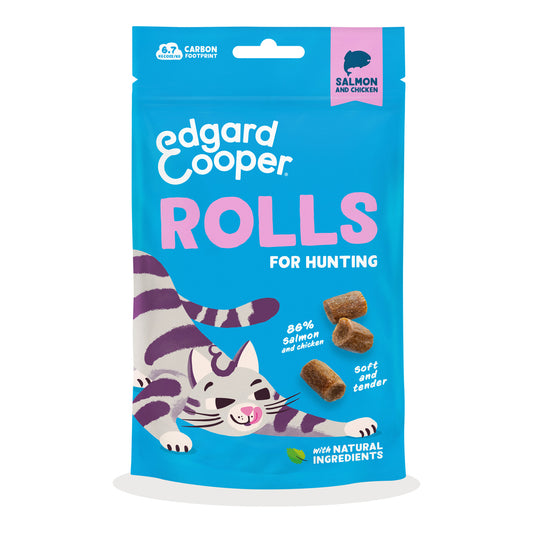 Zalm- en kiprolletjes Natuurlijke snacks voor katten Edgard Cooper 45 g