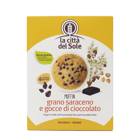 Buchweizenmuffins mit Schokoladenstückchen, La Città del Sole, 4 x 45 g