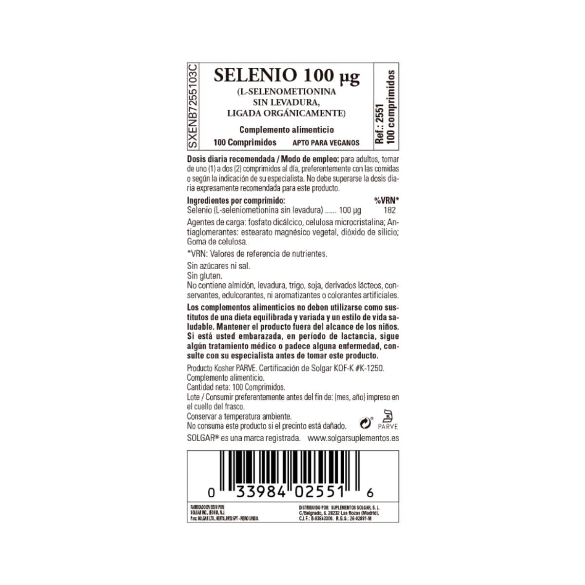 Pakiet 2x Selen (bez drożdży), 100 tabletek po 100 mg