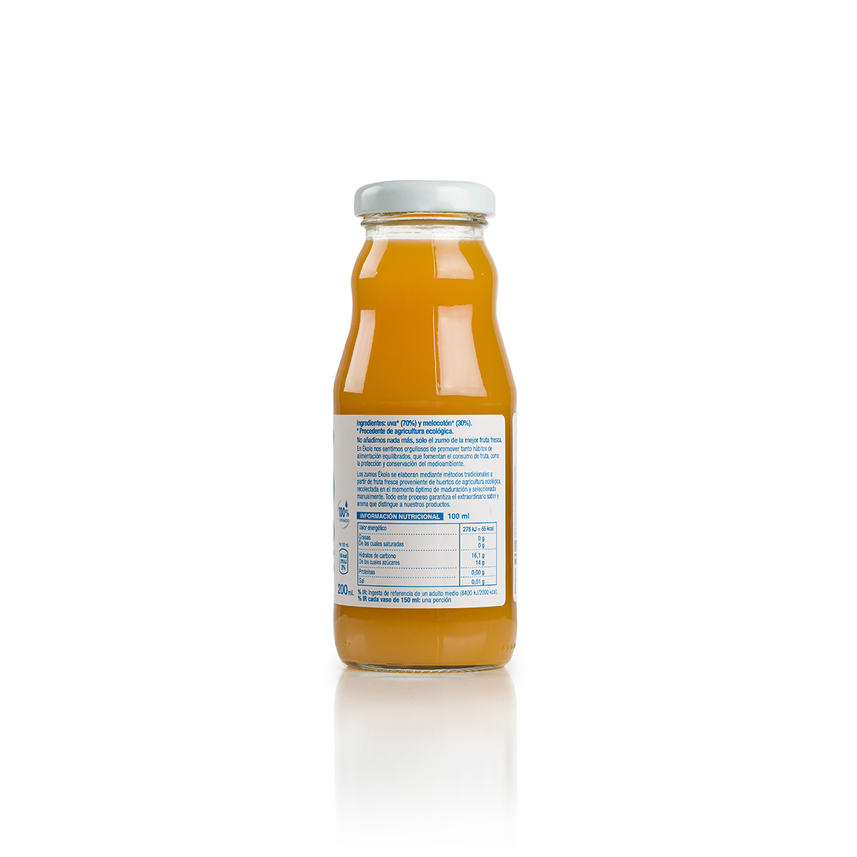 Jus de pêche et de raisin 100 % pressé Ékolo Bio 200 ml