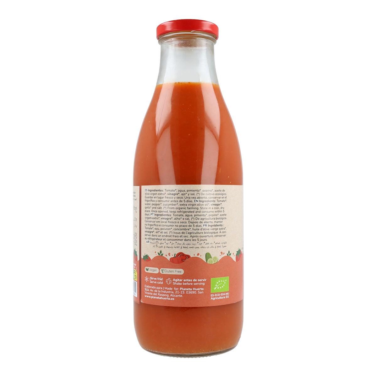 Gaspacho traditionnel bio à l'huile d'olive extra vierge Planeta Huerto 1L
