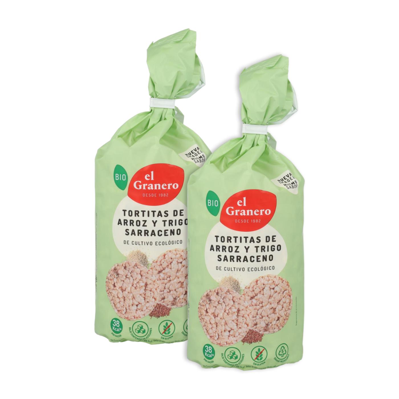 Pack 2x Tortitas de Arroz con Trigo Sarraceno El Granero, 100 g