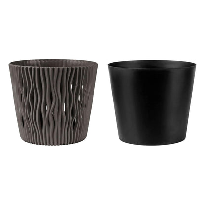 Pot Duna avec insert gris taupe D 22 x 19