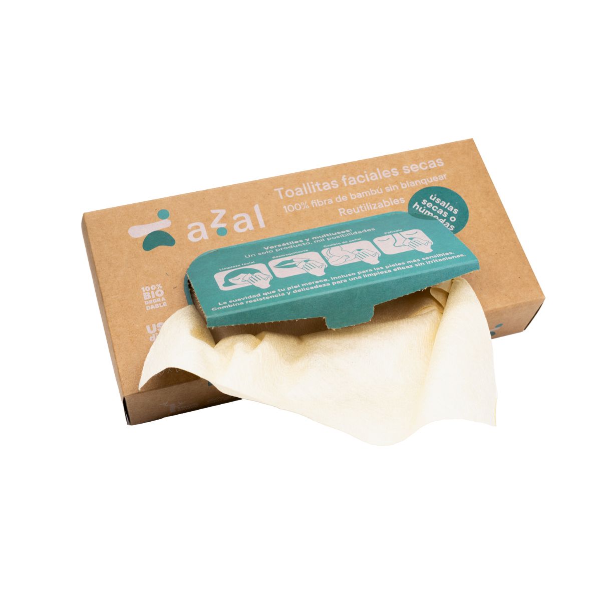 Azal-Chusteczka sucha z bambusa. Wielofunkcyjna i wielokrotnego użytku. 20x22. 50 szt. 50 g/m²