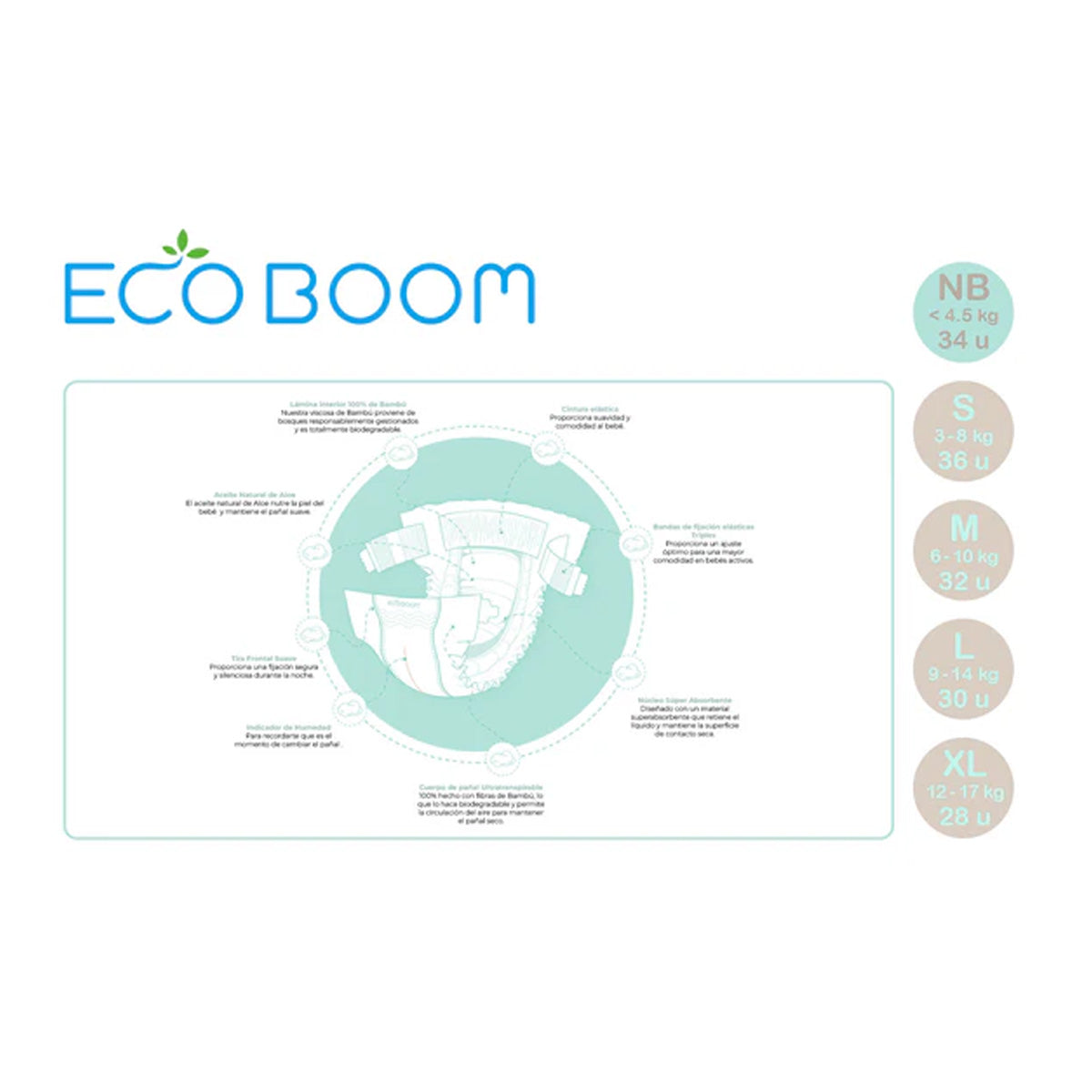 Bambuswindel Pure Premium ECO BOOM T0 (0 bis 3 kg) 34 Stück