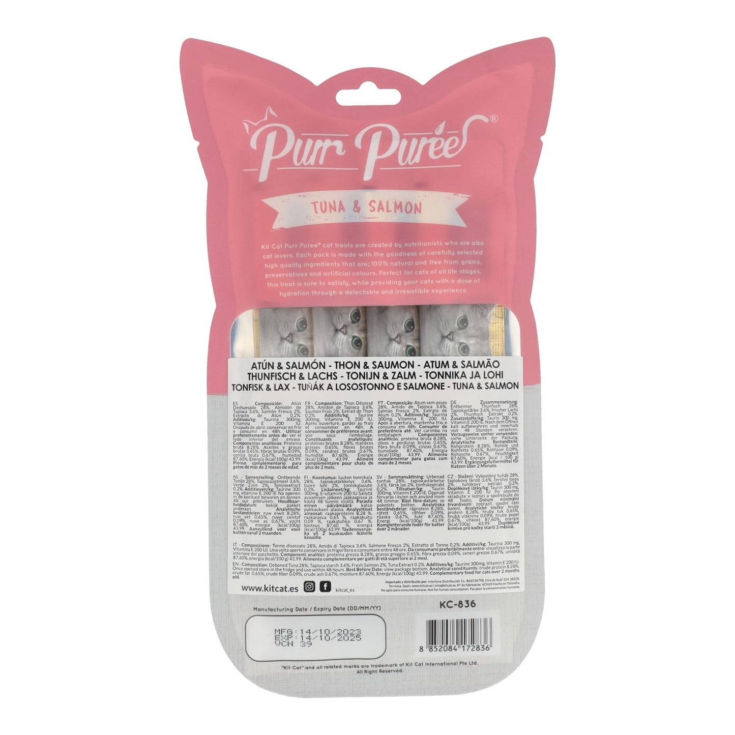Kit Cat PurrPuree - Tonno e salmone 60 g Snack cremoso per gatti
