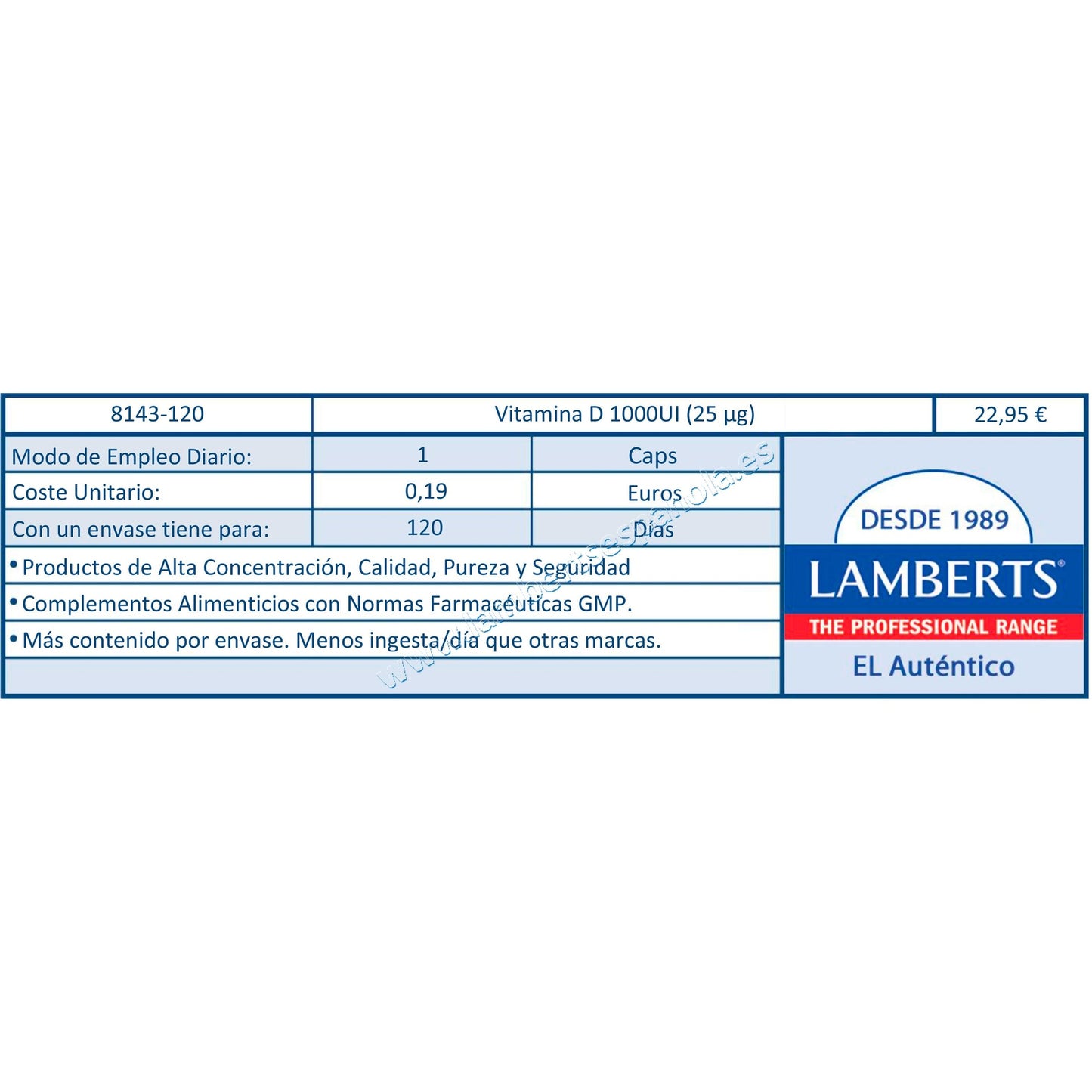 Vitamin D3 1000 IE (25 µg) Lamberts, 120 Kapseln