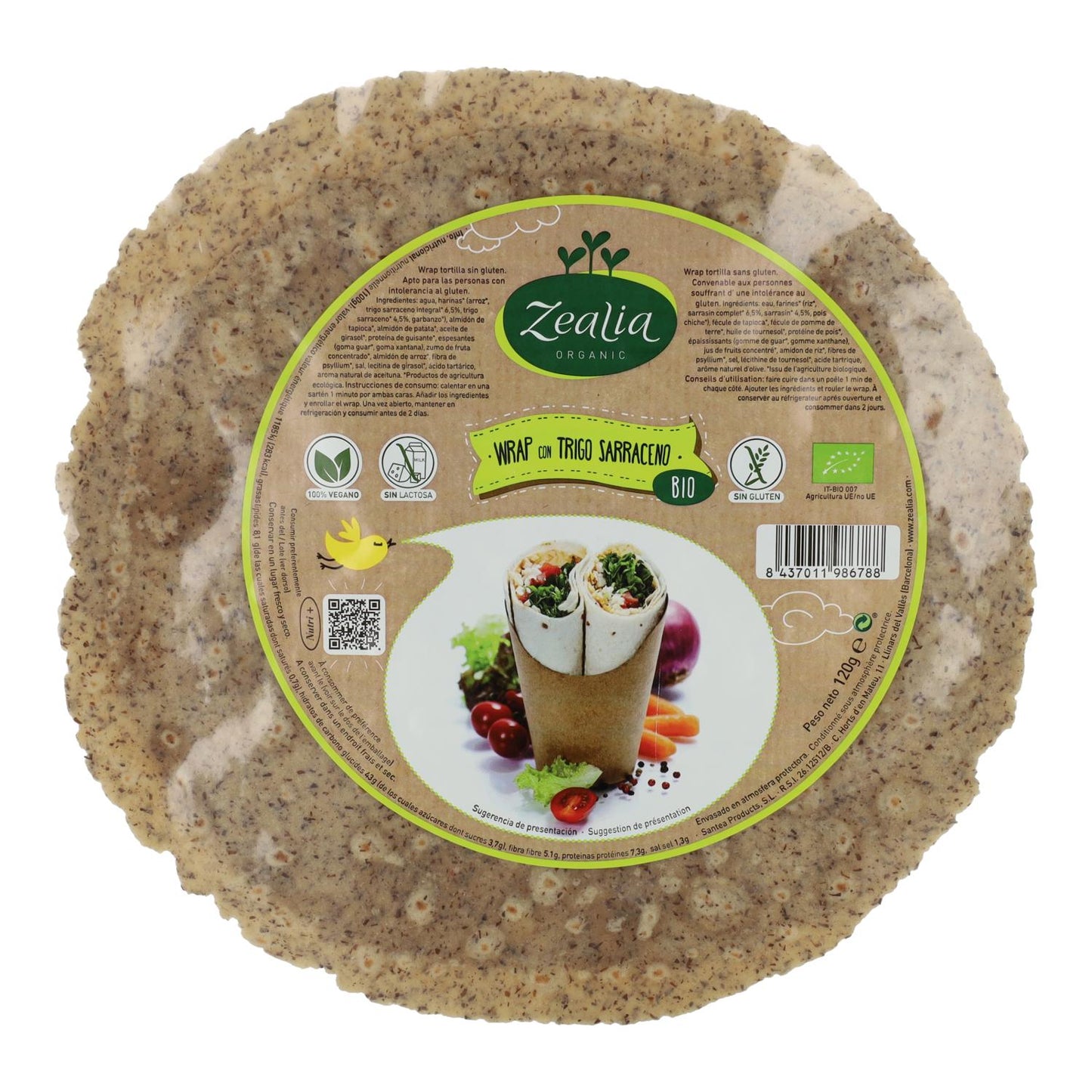 Wrap au sarrasin sans gluten BIO Zealia 180 g