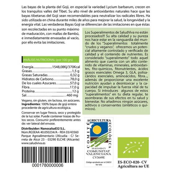 Bacche di goji intere ECO 250 g, Salud Viva