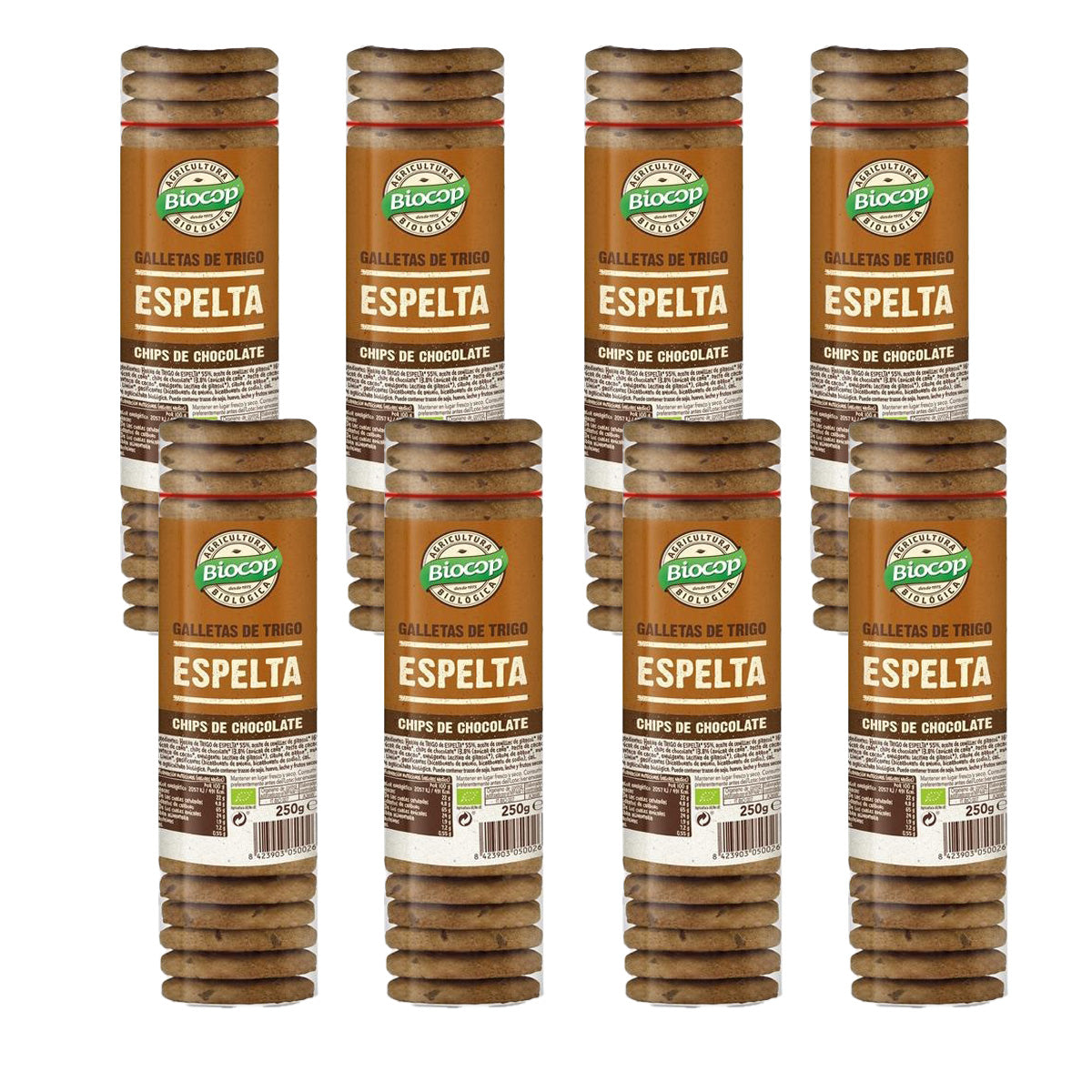 Pack 8x Biscuits à l'épeautre et aux pépites de chocolat Bio Biocop 250 g