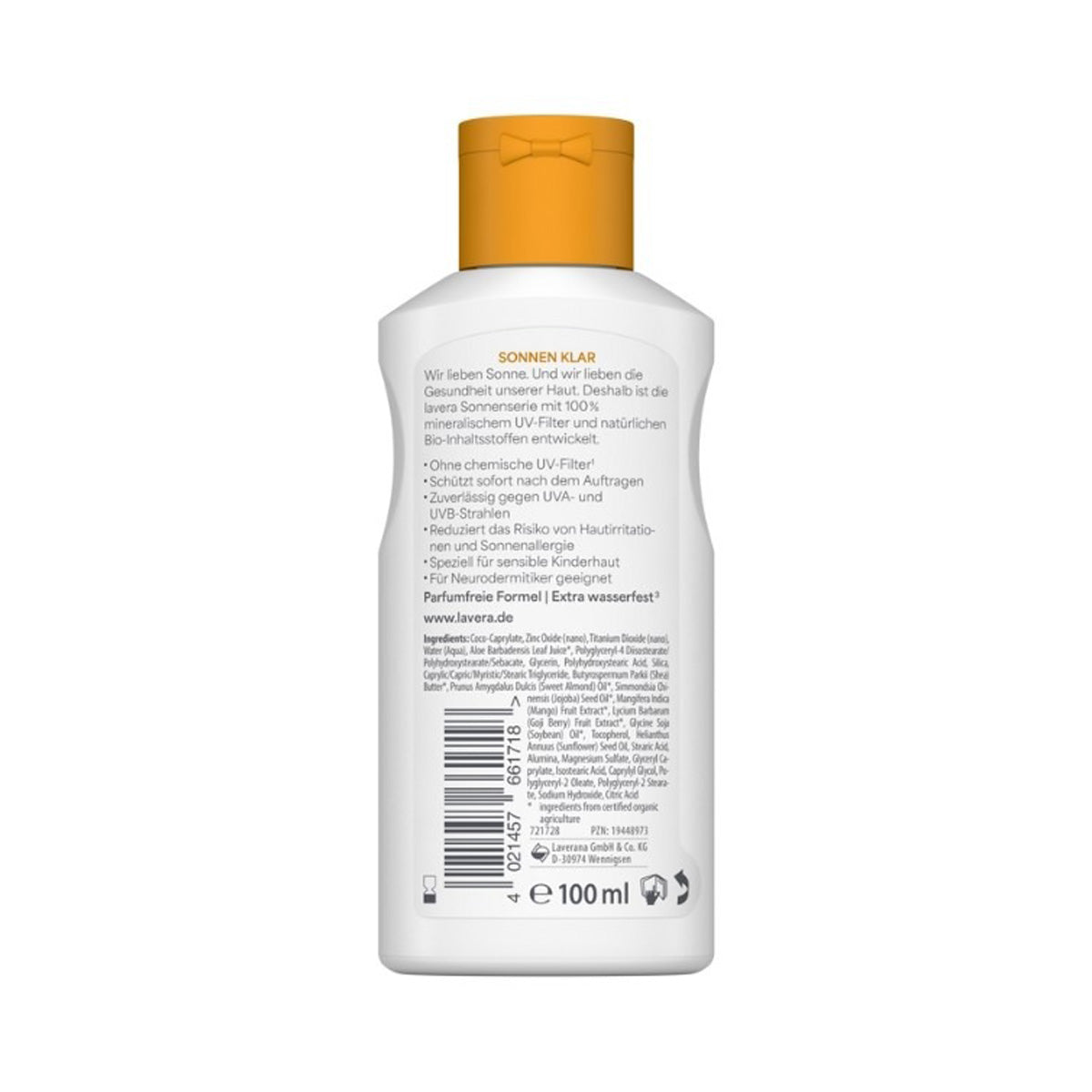Sensitive Children's Sunscreen Lotion SPF 50 with Vitamin E & Organic Shea Butter, Lavera, 100 ml