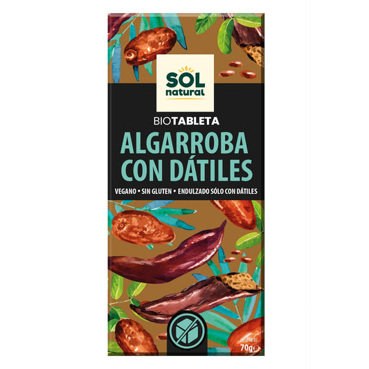 Veganistische chocolade van johannesbrood met biologische dadels Sol Natural 70 g