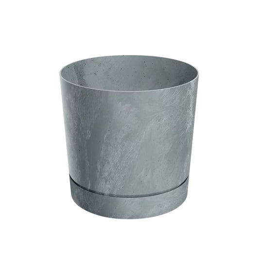 Pot de fleurs Pure en ciment avec soucoupe intégrée gris  D 15 x 15