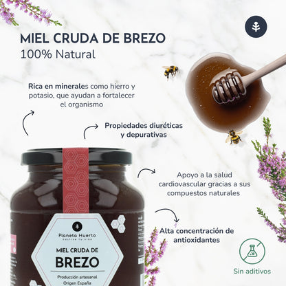 Pack 6x Miel Cruda de Brezo Planeta Huerto 500 gr