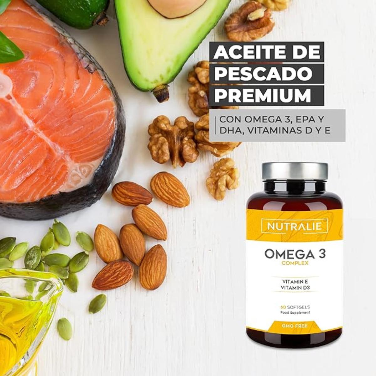 Omega 3 Complex 2000 mg + vitamine E en D3 DHA EPA Nutralie 60 softgels