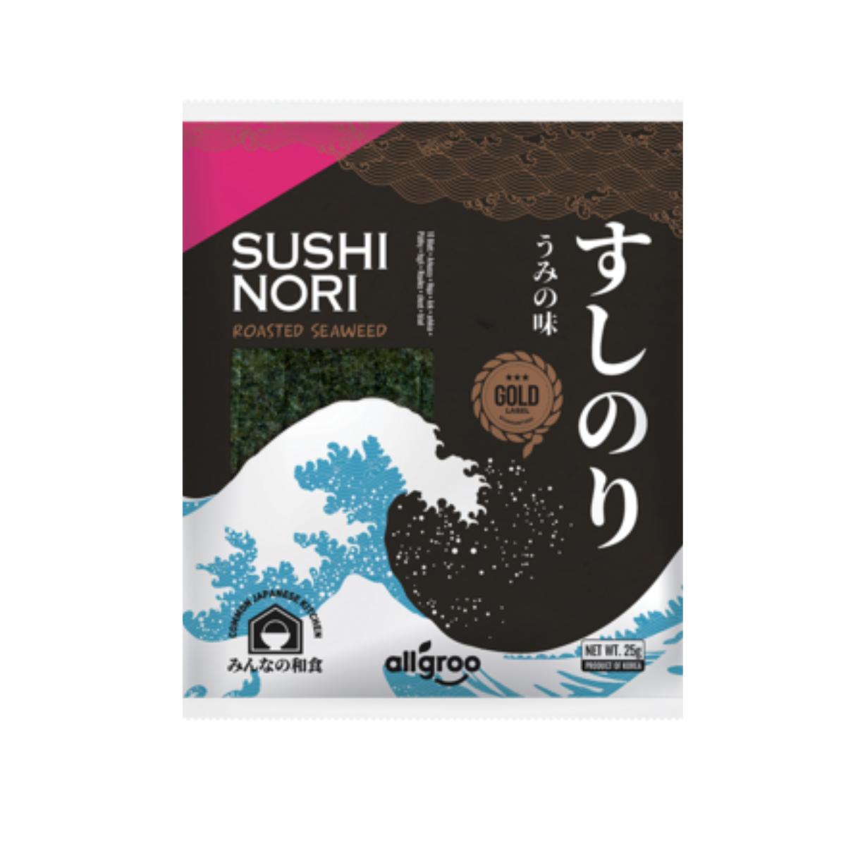 Algues Nori grillées pour sushi, dorées Allgroo 25 g