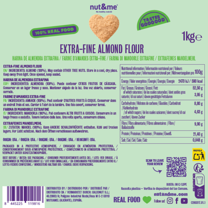 Real Fooding extrafin mandelmjöl (speciellt för bakning) Nut&me 1 kg