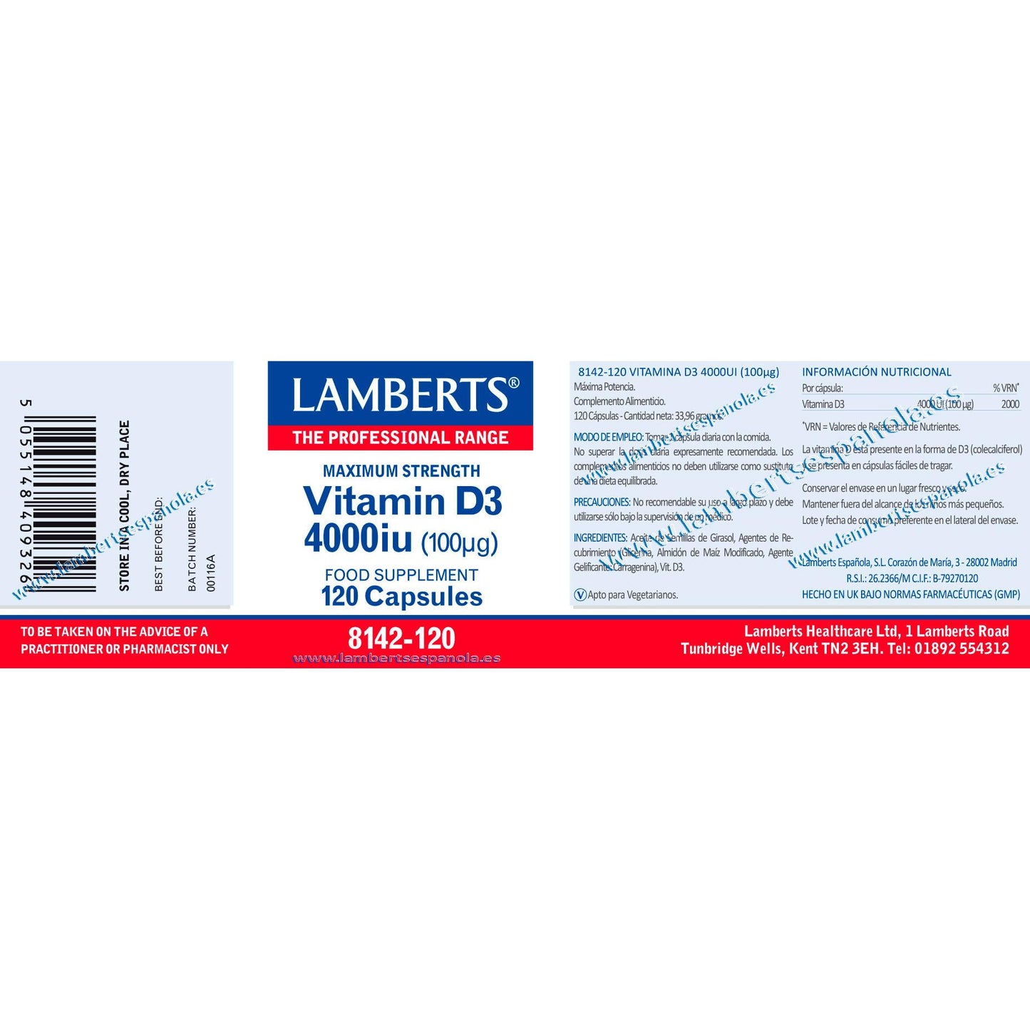 Vitamin D3 4000 IE (100 µg) Lamberts, 120 Kapseln