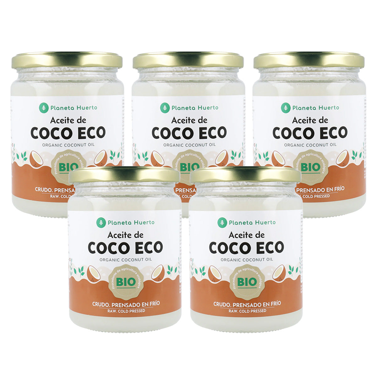Lot de 5 huiles de coco ECO Planeta Huerto 430 ml