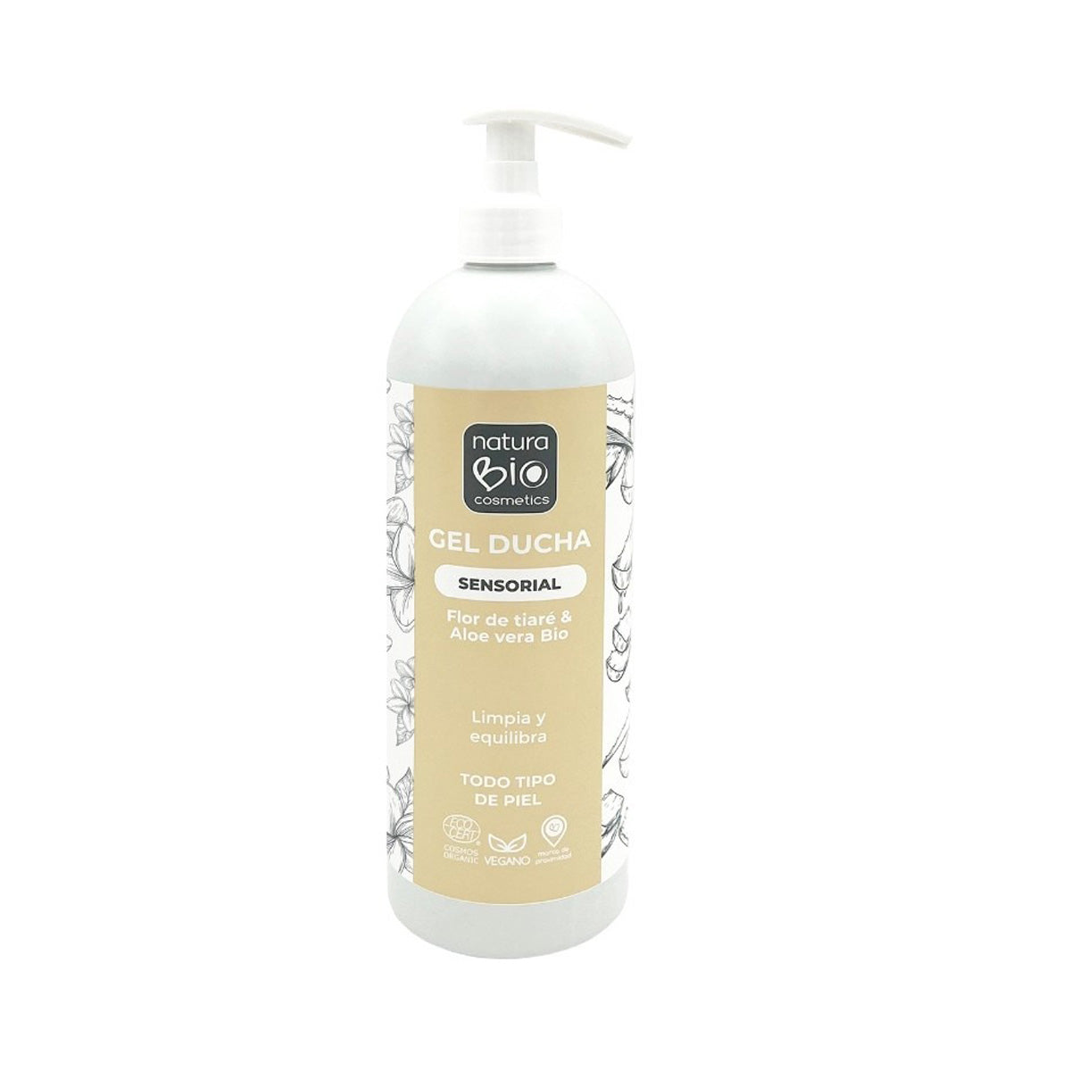 Sinnliches Duschgel Flor Tiare & Bio-Aloe Vera Naturabio 740 ml